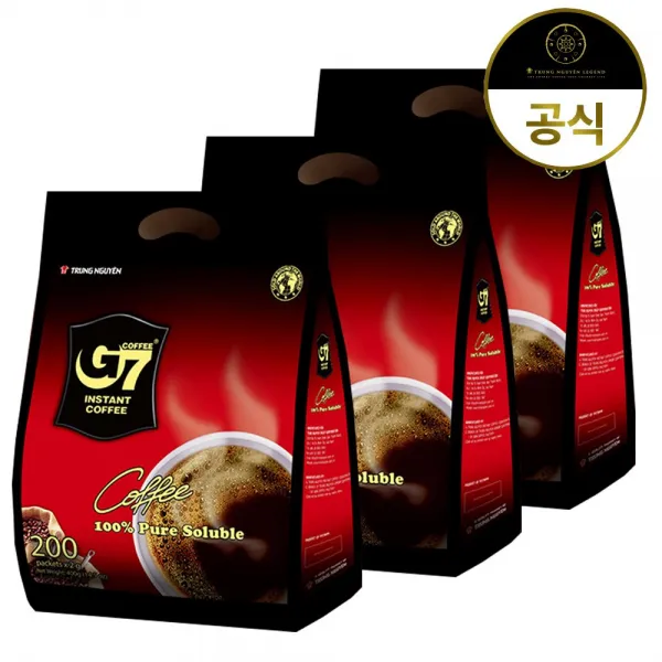 G7 G7커피 블랙커피 200T X 3개 (600T) 수출용 베트남커피, 600개입, 2g