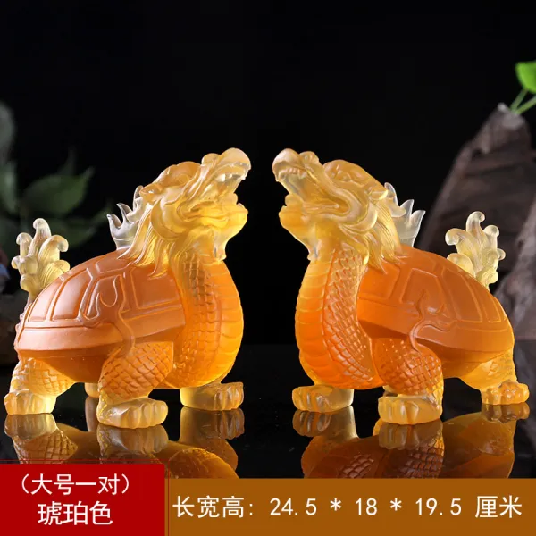 와이유 거북용 유리용거북장식품장수홈진택장식품현관조재풍수축수생일선물공예 라지 앰버 한 쌍