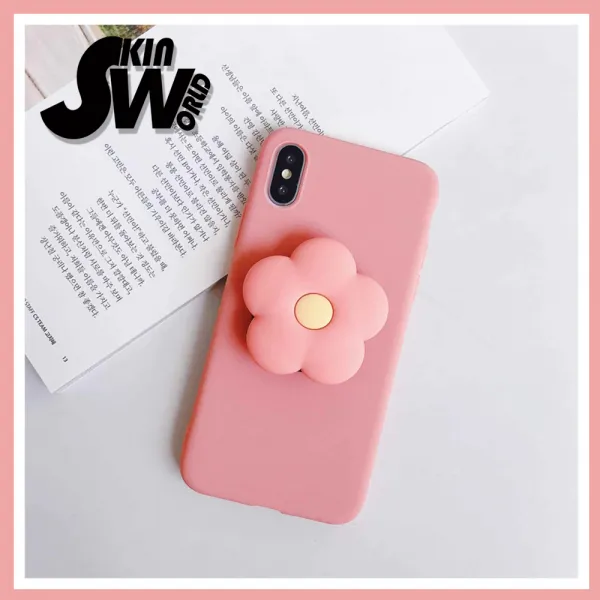 Skinworld 갤럭시 노트9케이스 갤럭시 S10케이스 꽃그립톡 파스텔 실리콘 핸드폰케이스 휴대폰 케이스
