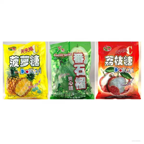 홍위안 Hongyuan 파인애플 구아바 리치 캔디 12.3 oz 3팩, 1개