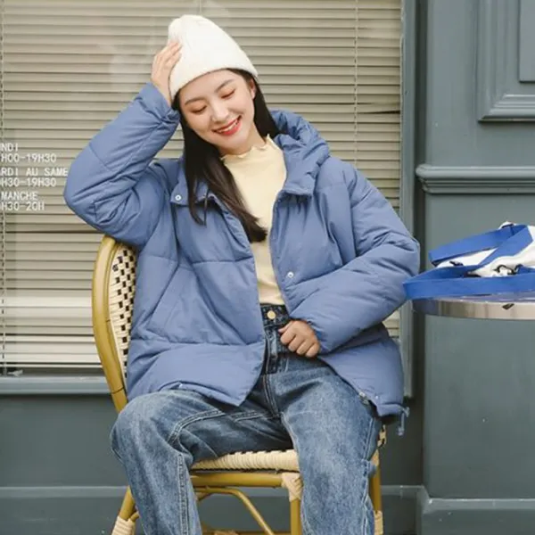 타니즈 포이즈 여성 겨울 블루패딩 숏 패딩 점퍼