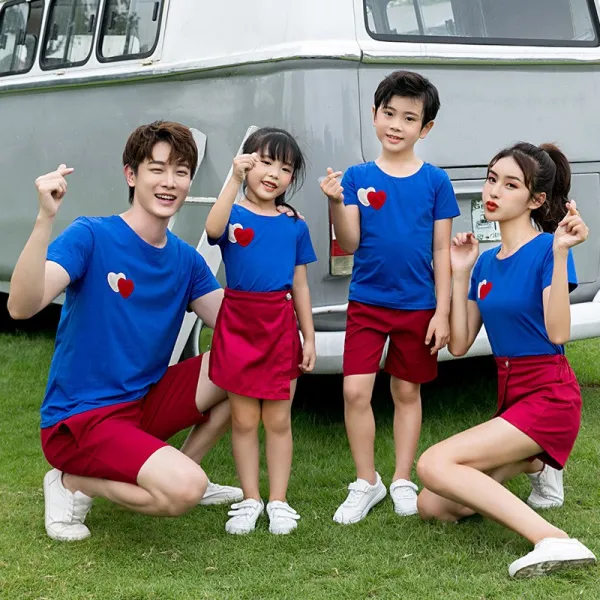 인터넷 연예인 Douyin 2021 부모-자식 옷 가족 네 여름 옷 엄마와 자식 어머니와 딸 서양식 가족 사진 세트 할 대신하여
