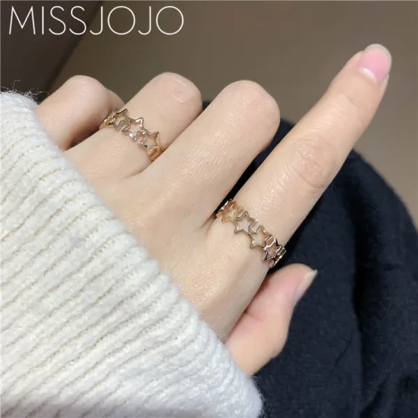 올유캔겟글로벌 데반지 심플 오각 별 펀칭 와이드 버전 티타늄 플래팅 18 K 로즈 김 복권 당첨금 식지 여성 테일링