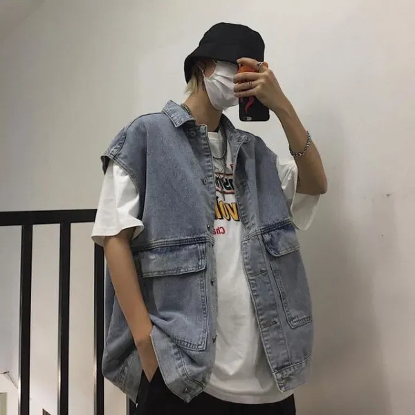 제이제이 컨템퍼러리 남자 재킷 데님 와이드 루즈핏 스트릿 무드 만장 캐쥬얼