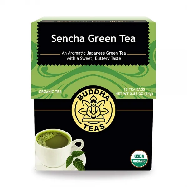 Buddha Teas 유기 엽차 녹차 18 블리치 프리티백 카페인 너 차 천연 자원 테아닌 코 셰르 GMO 프리, 선택, 상세설명참조