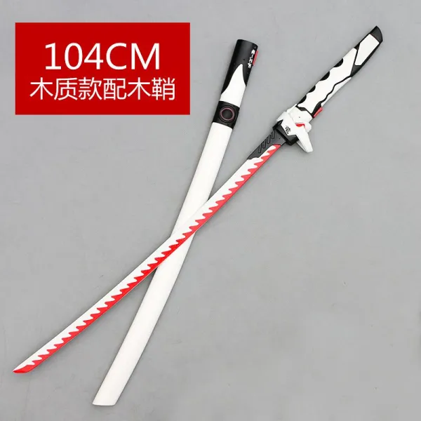 오버워치 겐지 칼 코스프레 검 용검 10종 코스튬플레이 코스프레, 목제 칼집을 가진 104 백색 (목재) + 2 층 칼 스탠드 + 스트랩 개