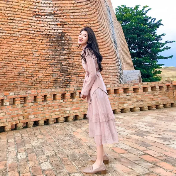 도깨비몰 여성 원피스 시스루 밑단 프릴 웨딩 드레스 여리핏