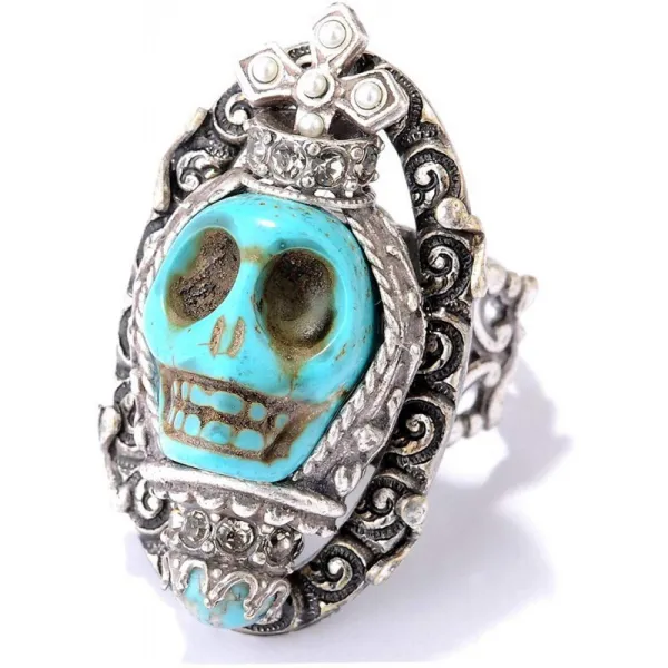 Ollipop Sweet Romance Dia de Los Muertos 남서 해골 반지
