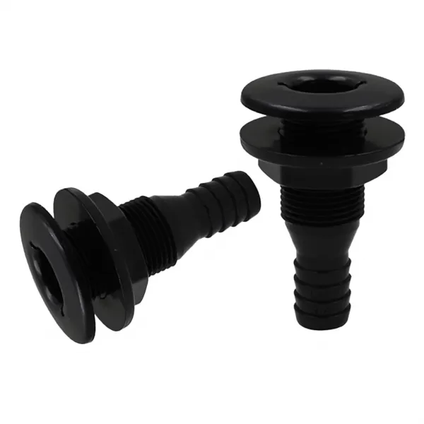 QDY 2pcs 3/4 ''배를위한 까만 플라스틱 바다 요트 빌지 펌프 통해서 선체 이음쇠, 없음
