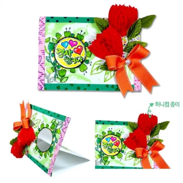 꾸미기 허니컴 카내이션 상품 Card 묶음 공작품 다섯피스 + 30178짖뎅, 이 상품이 맘에 들어여!
