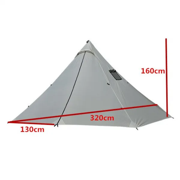 2 개의 문 Ultralight 옥외 야영 Teepee 3-4Person 20D 실리콘 나일론 배낭 하이킹 천막을 가진 격상 된 큰 피라미드 천막, TypeA Outer Tent_2