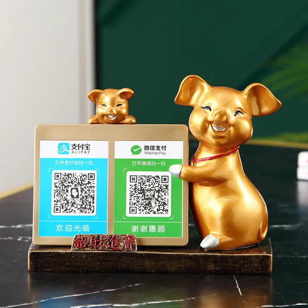 장식인형 아이디어 재물을부르는 사슴 장식품 개업 선물 점포 계산대 수납 Qr코드 가게 선물 실용적 T10 귀여운 미수 금 코드 부귀 놈코어 한짝 