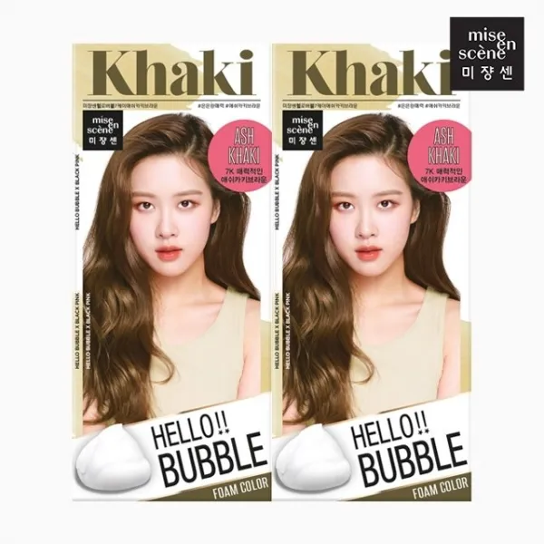 미쟝센 헬로버블 염모제 7K, 7K 애쉬 카키브라운, 2개