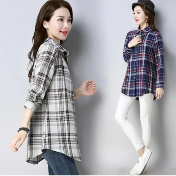위파인더 237 체크남방 여긴소매 문예반목 하프셔츠 상의