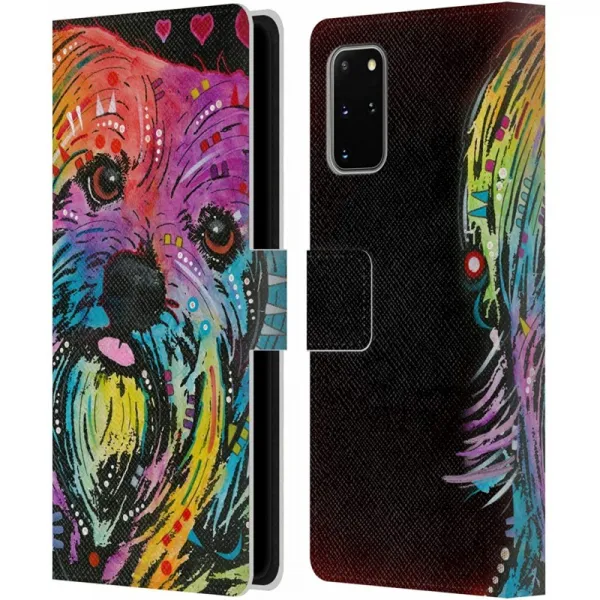 Samsung 은하 S20 + / S20 + 5G와 호환이되는 공식적인 학장 Russo Yorkie 개 가죽 책 지갑 상자 덮개, 단일상품, 단일상품