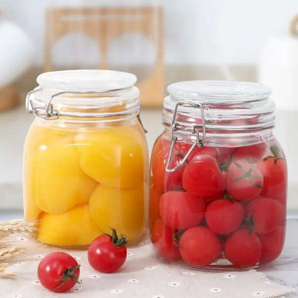 극도 공간 밀봉통 캔 (두 개) 유리 밀폐 캔 1000ml 유리 담배병 깡통 김치 항아리 건과 간식 수납통