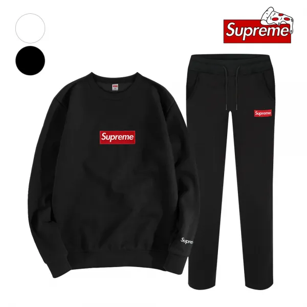 슈프림정품 레드자수 특양면 맨투맨 세트