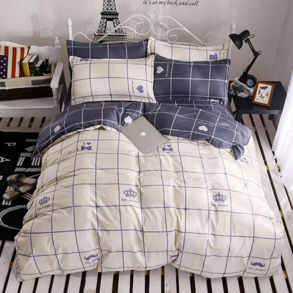 바닐라윈드 INS 4종 풀패딩 순면 코튼 침구류 노르딕 알프스프라자축하화환 냇물, 심플 러브 （희멀겋다 디프그레이 ）