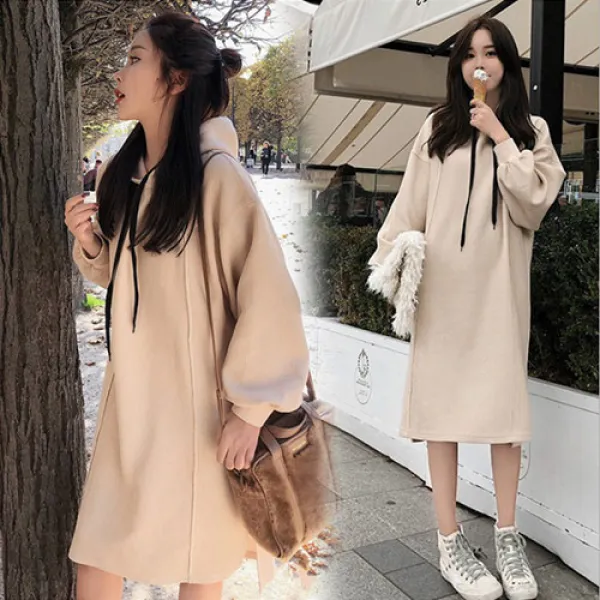 알리팡(Alipang) 도오빠 여성 후드원피스 미디원피스 여친원피스 봄 가을 겨울 캐쥬얼 원피스