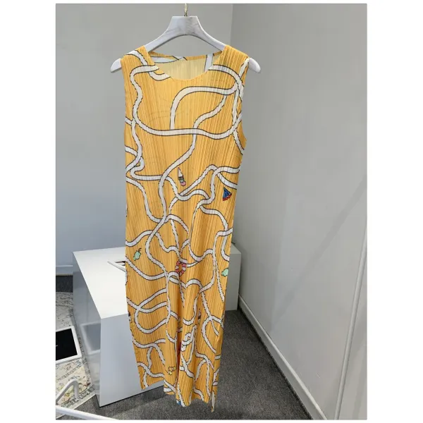 민소매원피스 3자택 여름 한정형 Pp 주름 파도 녹이다 비치 밝은 색조 스위트 옆트임 슬릿 2476982259