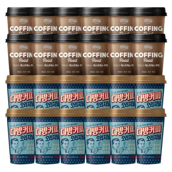 덴마크 커핑로드 에스프레소라떼 300ml 12개 + 소와나무 다방커피 오리지널 250ml 12개 1개