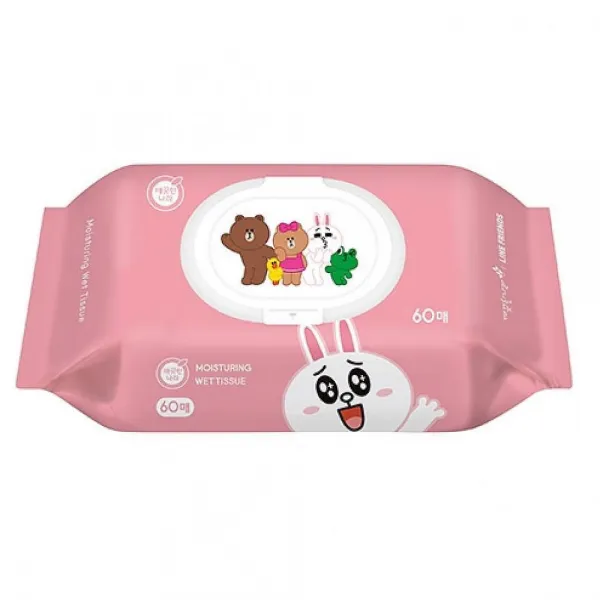 쿵샵쿵SHOP 깨끗한나라 라인프렌즈물티슈 60매 캡형 물티슈