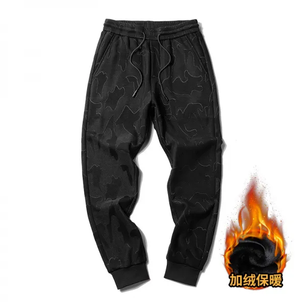심쿵직구 남성 캐주얼 추동 통기성 편안한 기모바지