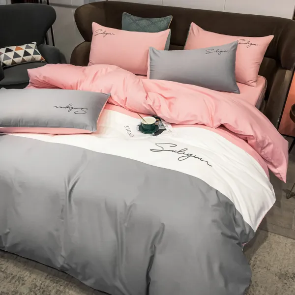 이불커버 북유럽스타일의 작은사치 사종 커버전체 면퓨어 100패치워크 자수 침구 3종세트 침대스커트 4 C05 1.5m침대 침대스커트 사종 세트 사용 200x230이불