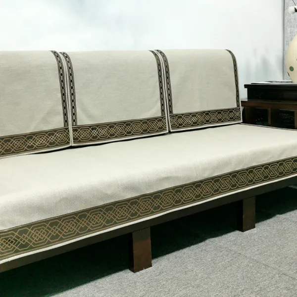 엘시아 중국식 클래식 덧씌우개 등받이 나한 매트리스 면린넨 사계절 통용 사계절 내내 안녕하다 （딥커피색 ）