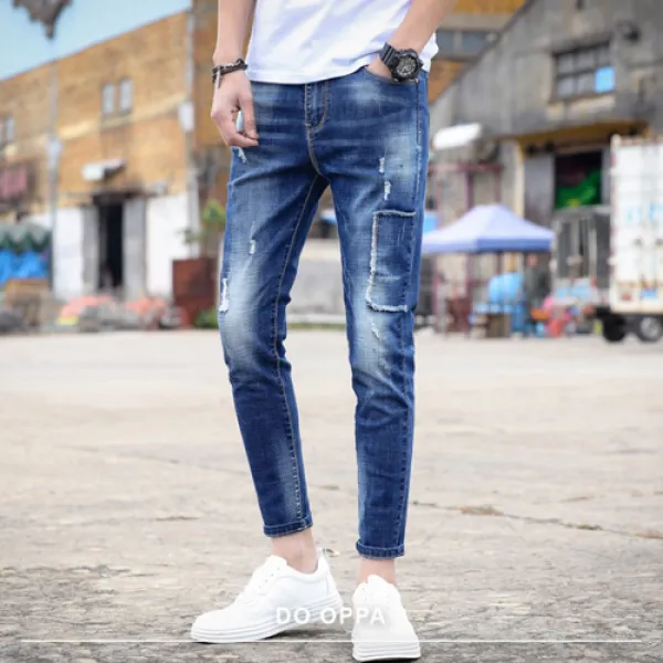 도오빠 남성 청바지 남자 데님 스타일리쉬 트렌드 패션 캐주얼 팬츠