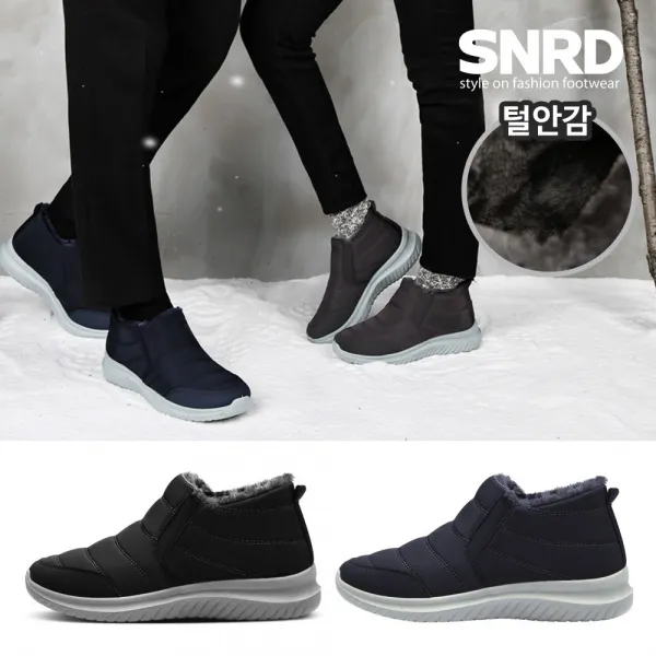 Snrd 남녀공용 겨울 패딩 슬립온 운동화 부츠 스니커즈 털 신발 방한화