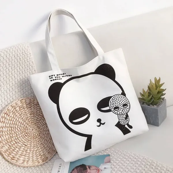 핸드백 학교에 다니다 에코백 캔버스천 대용량 지퍼 의 가방 포대 남자 야채구매 2801241263 팬더 기타