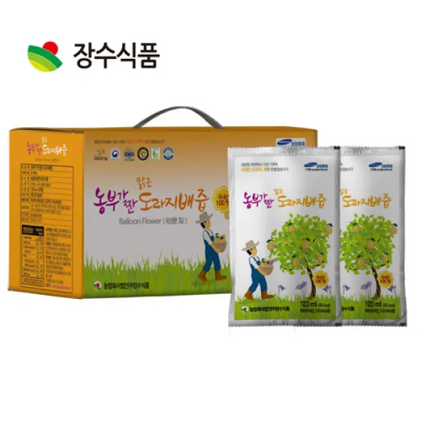 장수식품 농부가 짠 맑은 도라지배즙 120ml x 30포, 1박스