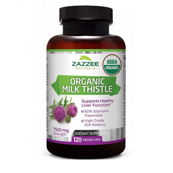 Zazzee 재지 밀크시슬 7500mg 120정 피곤할때영양제 간보조제, 1g, 1세트