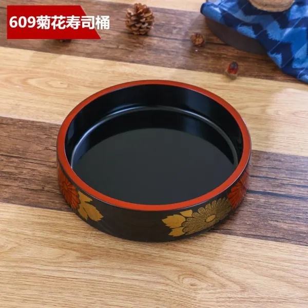 생선 가시 모양의 새로운 접시 가정용 창조적 인 일본 전용 접시 얼음 연어. 얼음 접시가 살아나다 609 국화 스시 배럴 27.5x5.8cm 