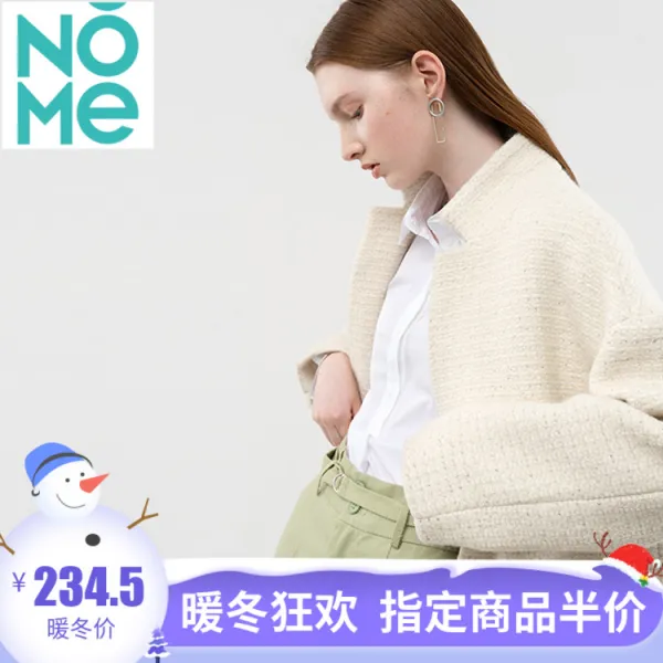 굿씽인디 하프반코트 하프코트 NOME낙 쌀 여성의류 하프기장 순 화이트 모직물 H핏감 드리우다 밑단 계속 우아한 시크