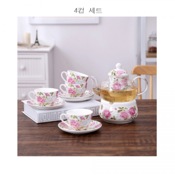 리앤킴 북유럽 스타일 도자기 찻잔 티포원 세트 lnk550, 4세트, 3호