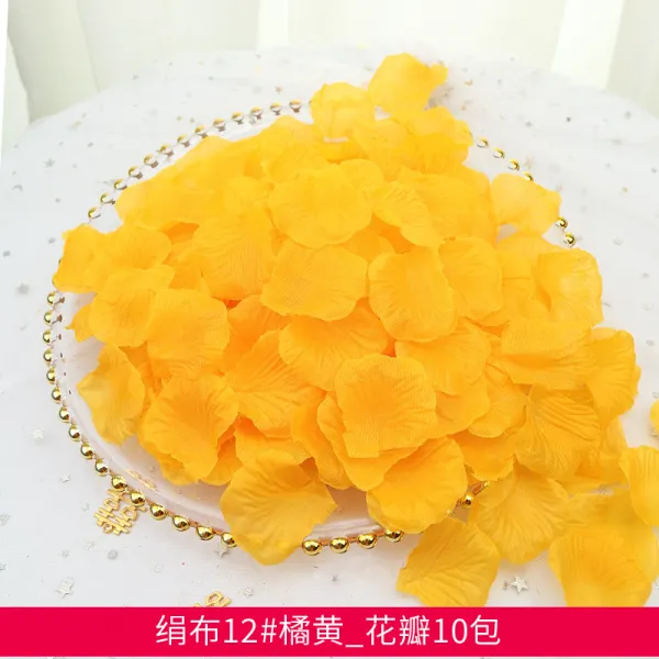 결혼식 웨딩 생일 장식 꽃잎 온정 로맨틱 포인트 부직포 만들기 방 꾸미기, 오렌지색의 패브릭 꽃잎 10포장