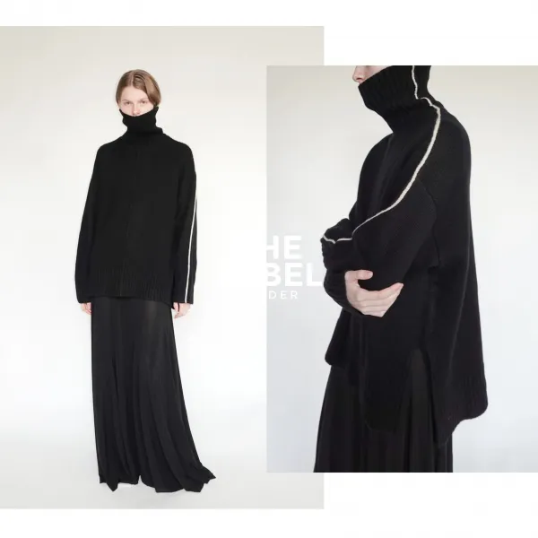 풀오버스웨터 1500 쌀 골드 미니멀 풍귀하다 사치스럽다 보이핏 볼륨 초절단 양털 울 중량 세탁 융털 3498968481