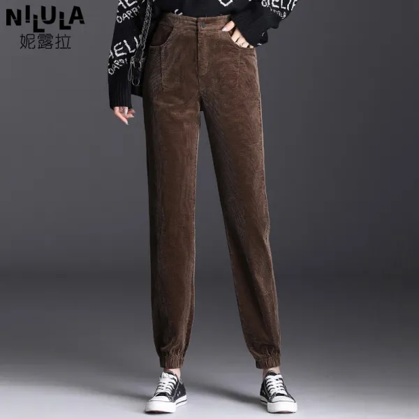 여성코듀로이 코듀로이 여성팬츠 2019가을겨울셋트 하이웨스트 코르덴 테이퍼드 루즈핏 슬림핏 배기바지 조거바지 9부바지