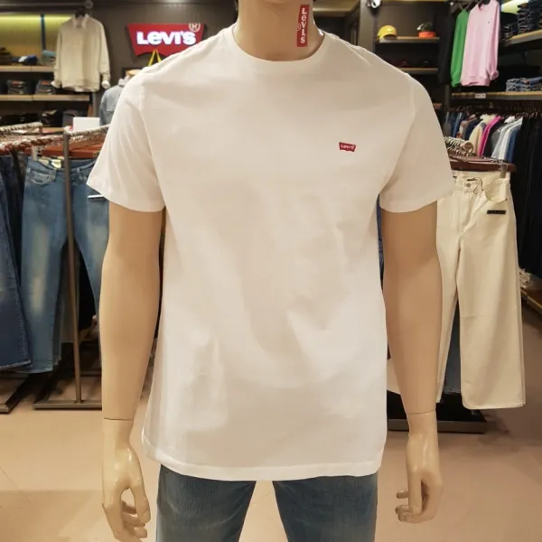리바이스 데일리룩!! 이것은 기본 중의 기본 패션 필수 아이템!! 짱짱한 면 100% 기본 스몰 로고 반팔 화이트 티셔츠[NC불광]566050