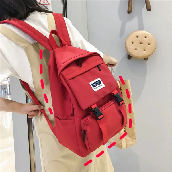 브랜드 ins 바람 가방 여대생 한국어 가방 고착감 2019 중학생 패션 대용량 백팩 컴퓨터 가방 빨간색(4754)