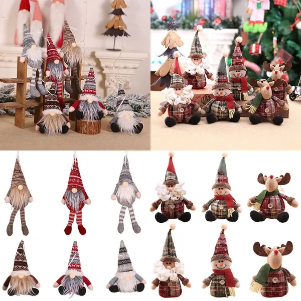 크리스마스 무표정한 Gnome Santa Doll Xmas 앉은 자세의 숲 인형 트리 펜던트 새해 장식 아이들이 장난감 선물을 선호하다., 01 G01