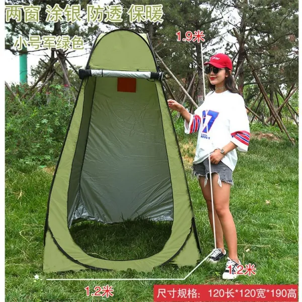 야외텐트 목욕 두꺼운 실외 농촌 화장실 탈의 옷을 갈아입다 심플 샤워 천막 2804986238, 군녹색 방지 투명 보온 1.2 와이드