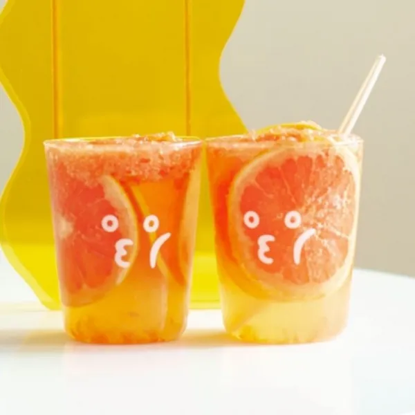 귀여운 표정 유리컵 독특 트랜디한 카페 주스 우유잔 2개 블랙 두 개