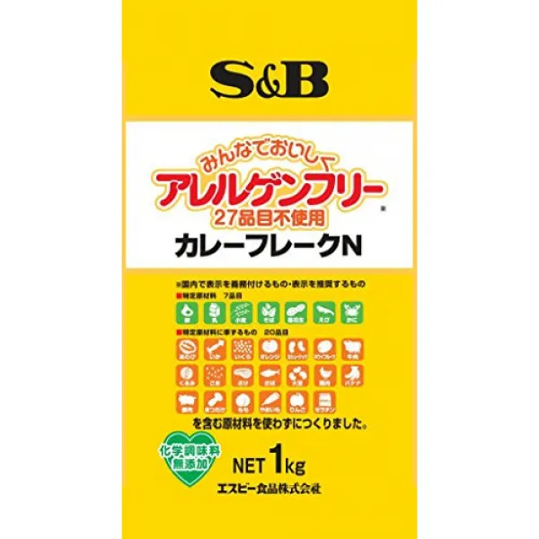 S&B 알레르겐 프리(27품목 불사용) 카레 flakeN 1kg, 1