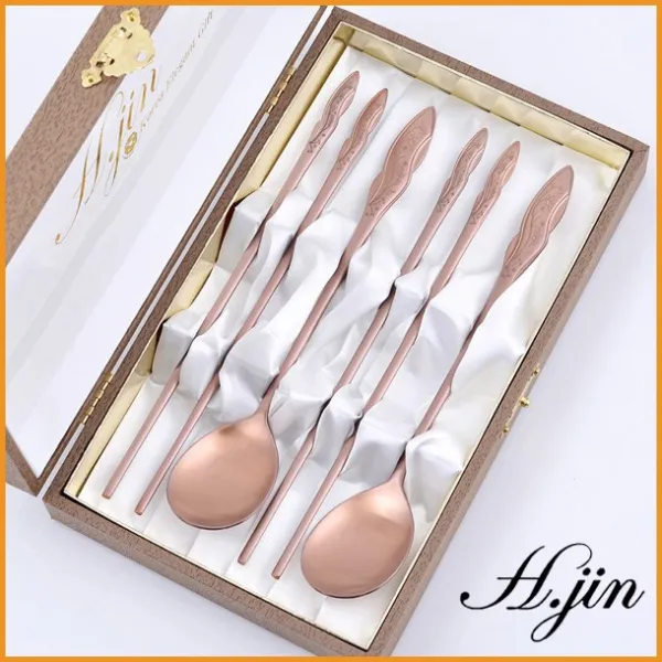 H.jin 에이치진 돈전수 로즈브라운 티타늄수저세트 (A스타일) 금전수 돈나무 명절 설 추석답례품추천 부모님 가족 친척모임선물 어버이날 한국전통