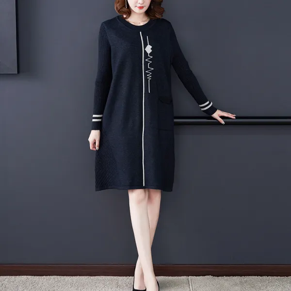 블랙바바 여성 루즈핏 니트롱원피스 빅사이즈19092840