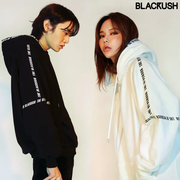블랙크러쉬 [당일출고] 오버핏 더블크 레터링 기모 후드티 (남녀공용)(블랙 화이트 그레이)