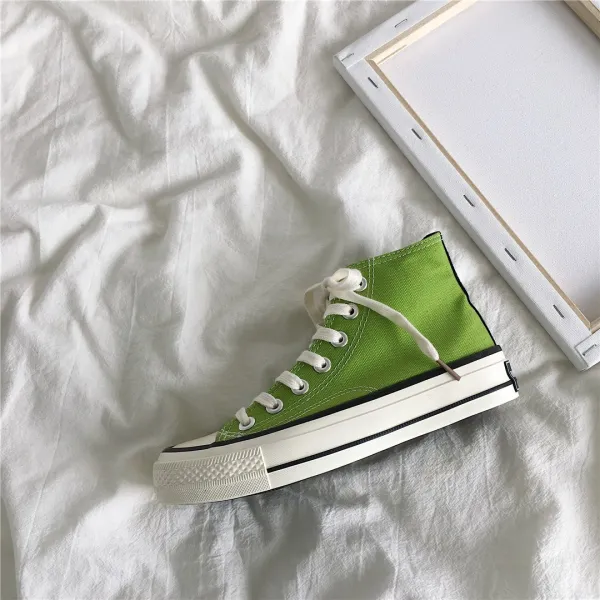 엠오엔2 오렌지 그린 봄가을 여성화 캔버스화 운동화 스니커즈 하이탑 통굽 슬립온 키높이 신발 슈즈 패션 아쿠아 여학생
